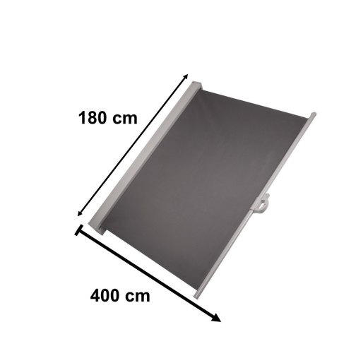 Markiza boczna tarasowa LUARO parawan zwijana 180 x 400 cm szara