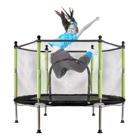 Trampolina do domu ogrodu dla dzieci siatka piłki 140cm 55inch zielona Trampolina do domu ogrodu dla dzieci siatka piłki 140cm 55inch zielona