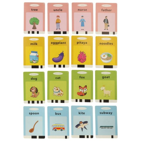 Zabawka edukacyjna czytnik do fiszek kart edukacyjnych do nauki słówek z języka angielskiego 112 kart różowy