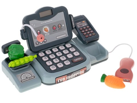 Kasa fiskalna sklepowa interaktywna skaner waga koszyk monety mikrofon światło dźwięk