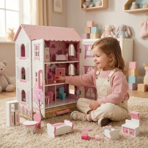Domek dla lalek drewniany Lulilo Papilio różowy 80cm
