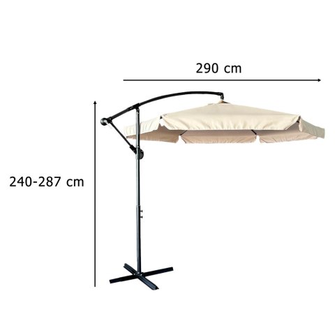 Parasol ogrodowy duży składany z wysięgnikiem 290cm beżowy