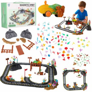 Tor wyścigowy samochodowy magnetyczny 1 pojazd świecący 153 elementy