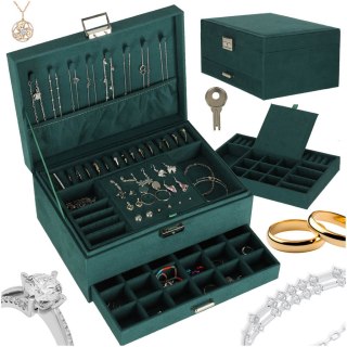 Szkatułka kuferek na biżuterię organizer zielony