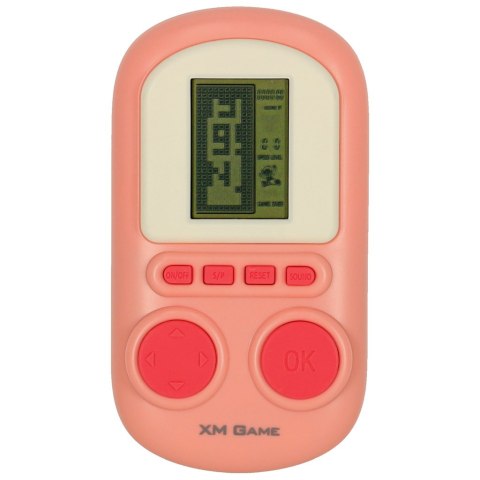 Gra elektroniczna zręcznościowa mini konsola przenośna kieszonkowa tetris różowa