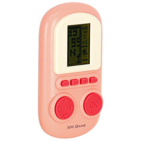 Gra elektroniczna zręcznościowa mini konsola przenośna kieszonkowa tetris różowa