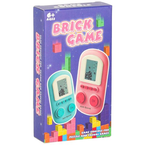 Gra elektroniczna zręcznościowa mini konsola przenośna kieszonkowa tetris różowa