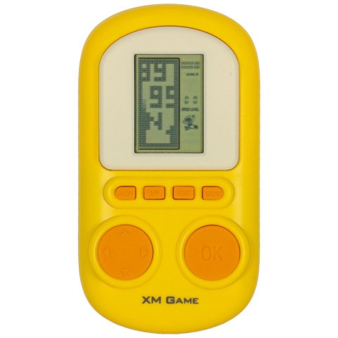 Gra elektroniczna zręcznościowa mini konsola przenośna kieszonkowa tetris żółty