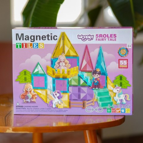 WOOPIE Klocki Magnetyczne Konstrukcyjne 3D Zestaw Edukacyjny Bajkowy Zamek 55el.