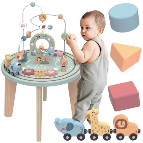 TOOKY TOY Drewniany Stół Aktywności Montessori Pętla Motoryczna