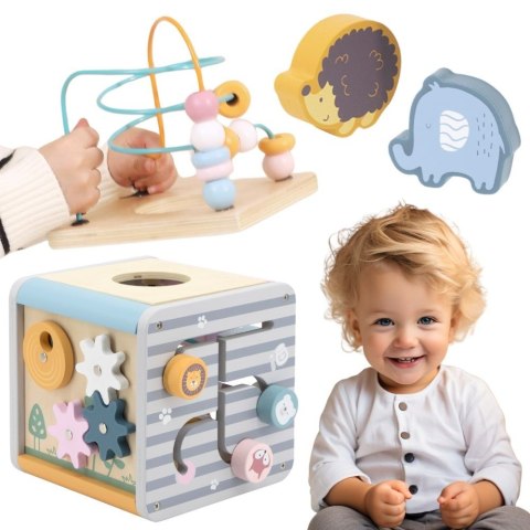 VIGA PolarB Activity Box Drewniane Edukacyjne Centrum Gier 5w1 kostka