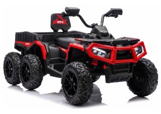 Quad Na Akumulator ATV 6 Kół Z Przyczepką JC606 24V 4x4 Czerwony