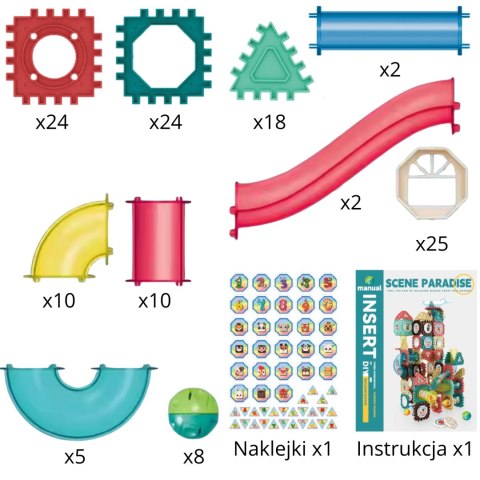 WOOPIE Klocki Konstrukcyjne 3D Zestaw Edukacyjny Tor Kulkowy 128el.