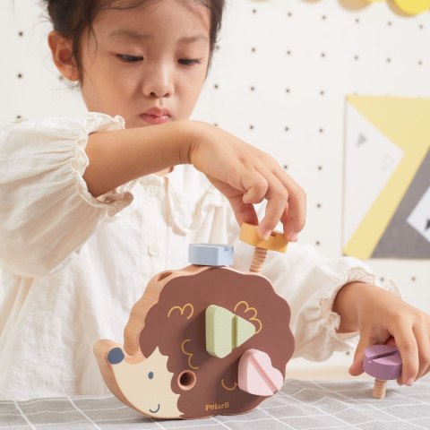VIGA PolarB Drewniana Zabawka Konstrukcyjna Jeżyk ze Śrubkami Montessori