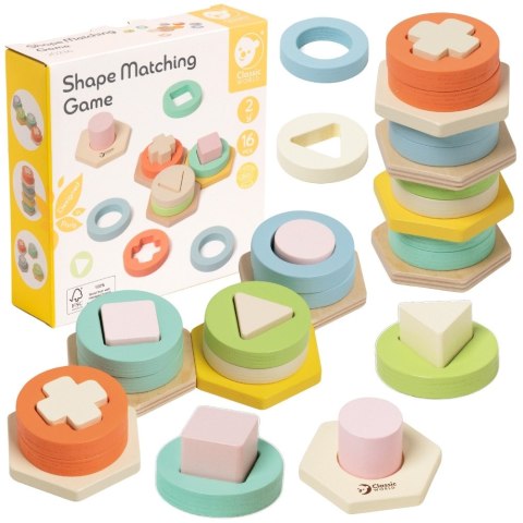 CLASSIC WORLD Sorter Montessori Kształtów i Kolorów Układanka Wieża