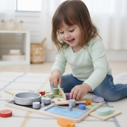 TOOKY TOY Drewniana Kuchnia z Akcesoriami - Zestaw Małego Kucharza
