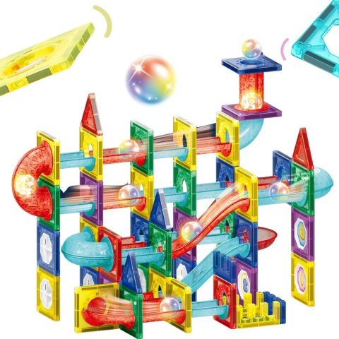 WOOPIE Klocki Magnetyczne Konstrukcyjne 3D Zestaw Edukacyjny Tor Kulkowy 105el.