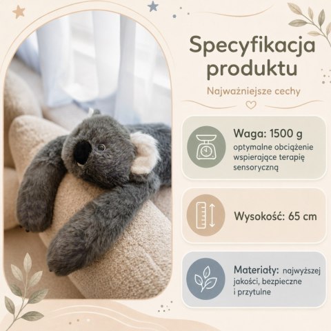 WOOPIE Pluszak Obciążeniowy Koala Antystresowy Sensoryczny Ciężkomiś Przytulanka 65cm 1500g