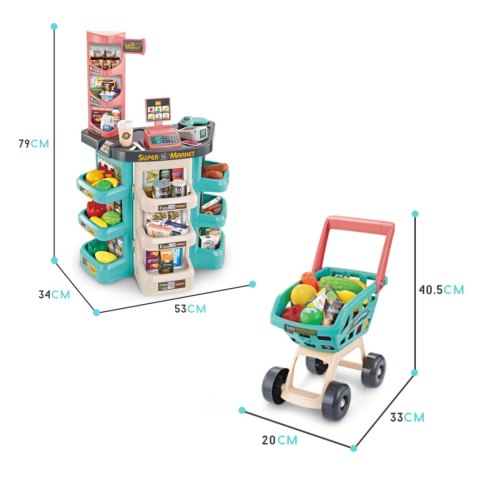 WOOPIE Sklep Supermarket i Wózek Koszyk Sklepowy Kasa Waga Skaner 47 akc