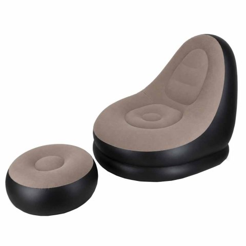 Fotel z podnóżkiem wypoczynkowy dmuchany sofa pufa pompka zestaw 2w1