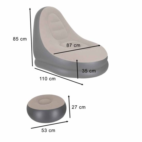 Fotel z podnóżkiem wypoczynkowy dmuchany sofa pufa pompka zestaw 2w1