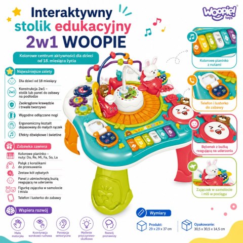 WOOPIE BABY Stolik Edukacyjny Interaktywny 2w1 Pianinko Dźwięki