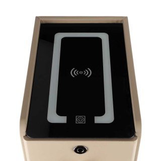 Szafka nocna szuflady oświetlenie LED USB ładowanie głośnik Bluetooth beżowa