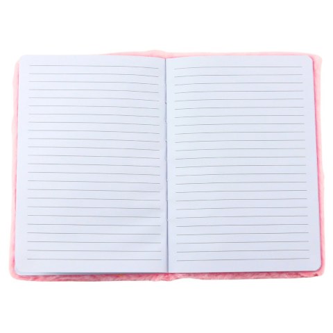 Pluszowy Notatnik w Linie Z Króliczkiem Napis Love Różowy