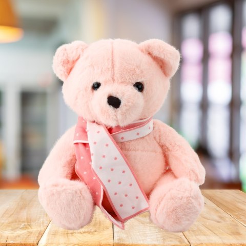 Pluszowa Maskotka Przytulanka Miś Z Szalikiem Różowy 35cm