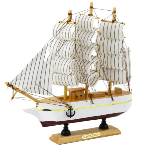 Model Kolekcjonerski Dekoracyjny Statek Żaglowiec Trójmasztowy Biały 24x23cm