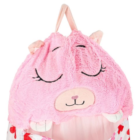 Śpiwór do spania dla dzieci turystyczny poduszka 2w1 135x50cm różowy