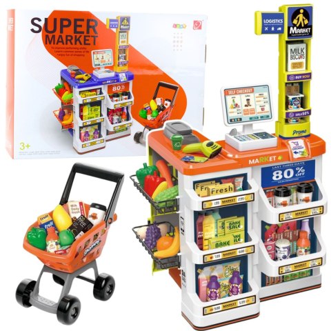 Zestaw Sklepowy Kasa Wózek Skaner Supermarket Sklepik Dla Dzieci