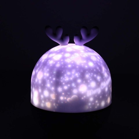 Lampka nocna projektor gwiazd LED USB obrotowy 6 motywów pilot renifer