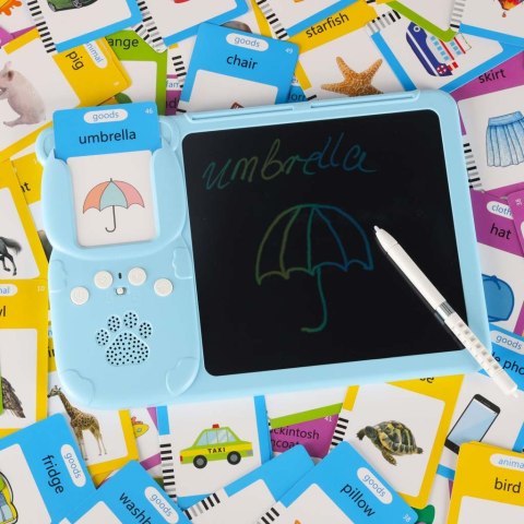 Czytnik do fiszek nauka angielskiego znikopis niebieski