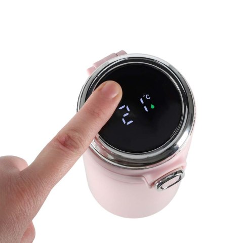 Kubek termiczny z ustnikiem termos LED 420ml róż
