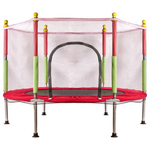 Trampolina do domu ogrodu dla dzieci siatka piłki 140cm 55inch czerwona Trampolina do domu ogrodu dla dzieci siatka piłki 140cm 55inch czerwona