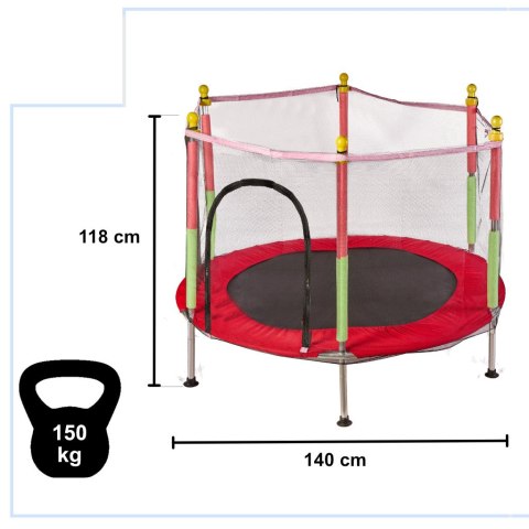 Trampolina do domu ogrodu dla dzieci siatka piłki 140cm 55inch czerwona Trampolina do domu ogrodu dla dzieci siatka piłki 140cm 55inch czerwona