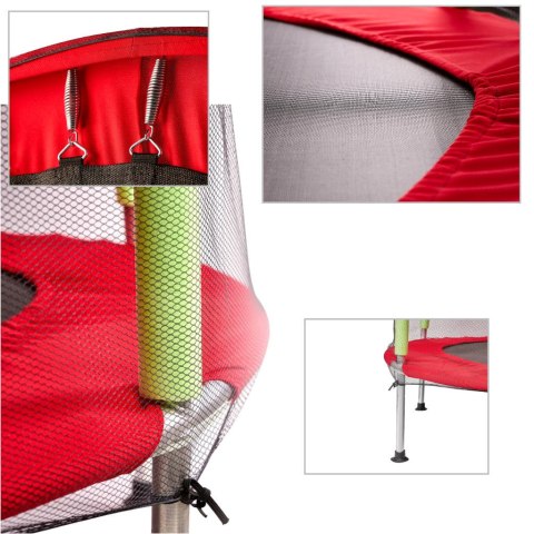 Trampolina do domu ogrodu dla dzieci siatka piłki 140cm 55inch czerwona Trampolina do domu ogrodu dla dzieci siatka piłki 140cm 55inch czerwona