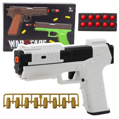 Pistolet Zabawkowy Naboje Piankowe Amunicja Łuski Biały