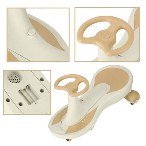 Jeździk grawitacyjny LED Swing Fix S4 świecące koła z muzyką grający 76cm beżowy max 100kg